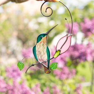 Hummingbird stained glass window hanging